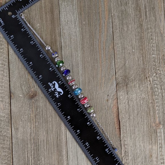 🌟 3/$15 🌟 Silver Tone Beaded Glass Charm Bracelet - Picture 7 of 7